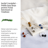 Inelul curajului - Dublu Jasp rosu pentru forta interioara si vitalitate