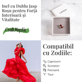 Inelul curajului - Dublu Jasp rosu pentru forta interioara si vitalitate