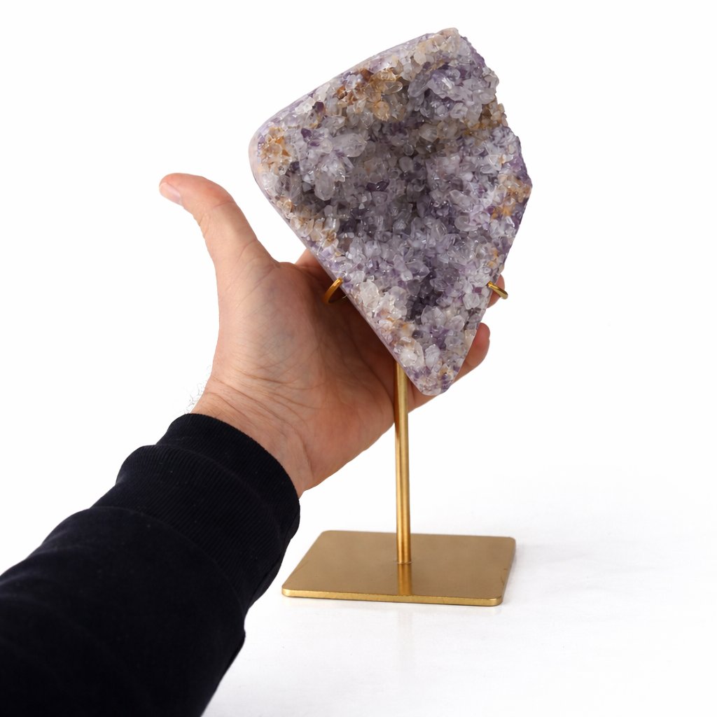 Geoda din ametist naturala pe suport metalic - cristal brazilian unicat 1.05 g