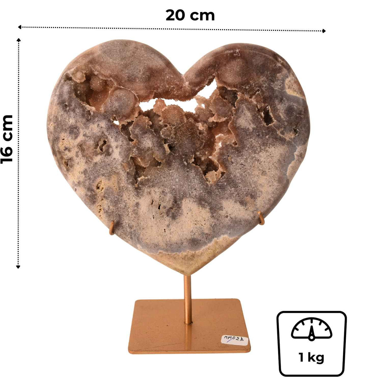 Inima din ametist roz cu incluziuni de calcit si cuart - sculptata manual in Brazilia 1kg