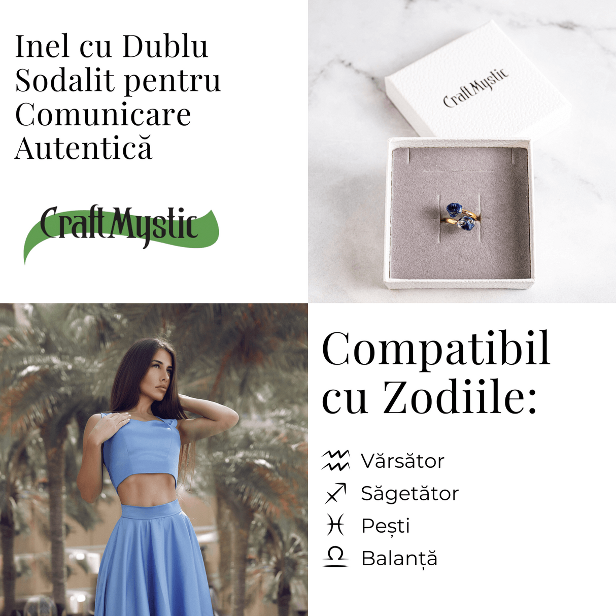 Activeaza-ti vocea interioara - Inel cu dublu Sodalit, piatra comunicarii autentice