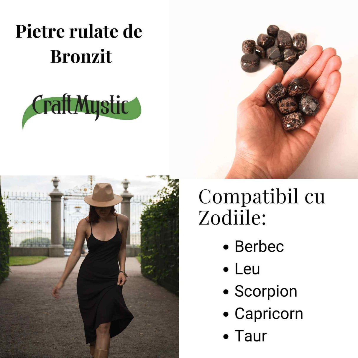 Piatra rulata de Bronzit - Aduce stabilitate interioara si curaj linistit in pasii de zi cu zi