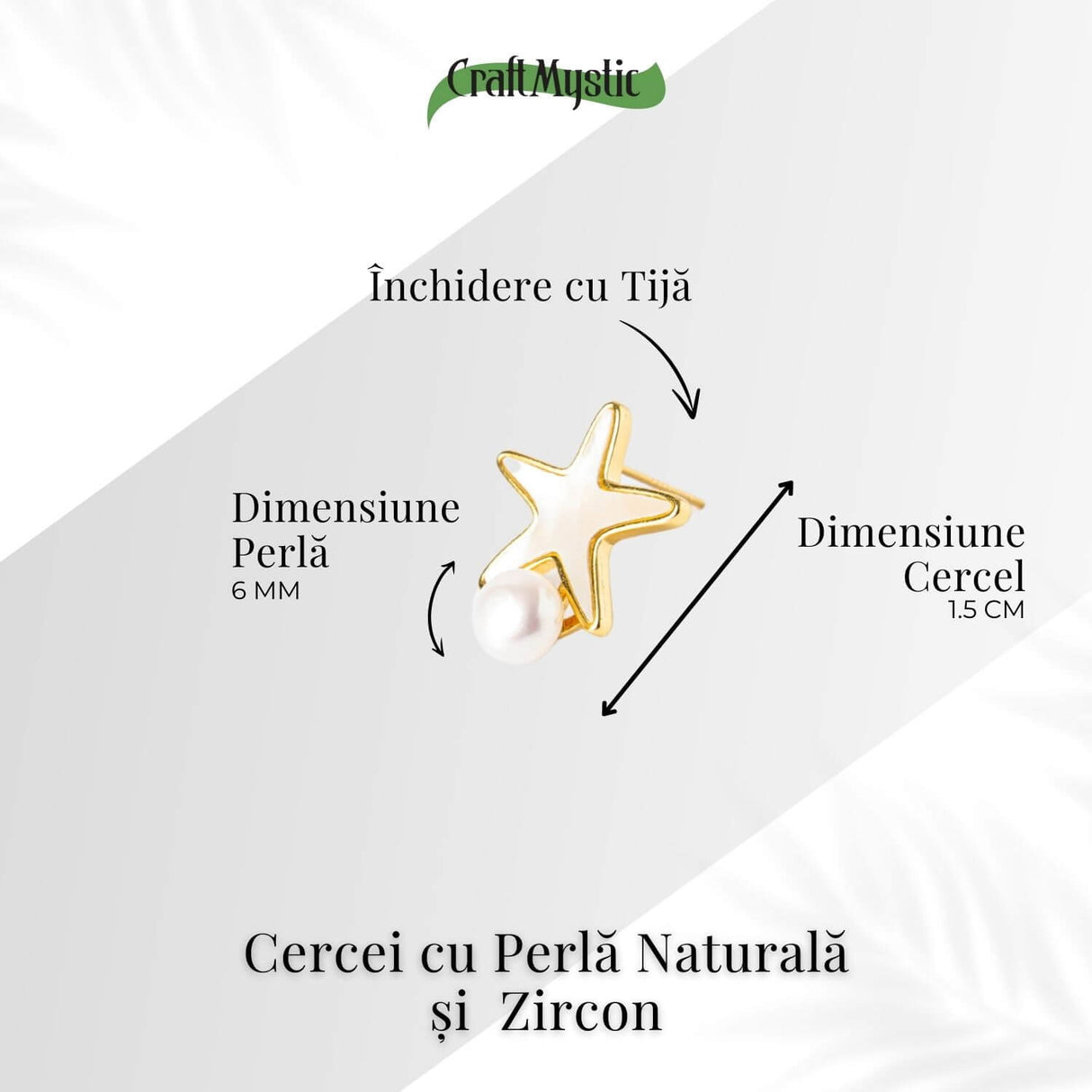 Eleganta si Stralucire - Cercei Stea din Cupru cu Perla Naturala