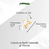 Eleganta si Stralucire - Cercei Stea din Cupru cu Perla Naturala