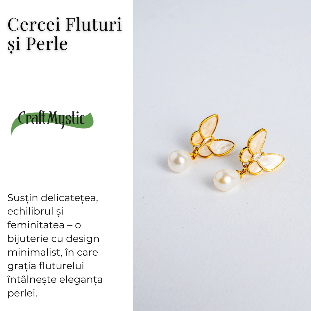 Eleganta delicata - Cercei fluturi si perle