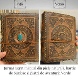 Jurnal piele naturala cu Aventurin verde - Creativitate si energie pozitiva