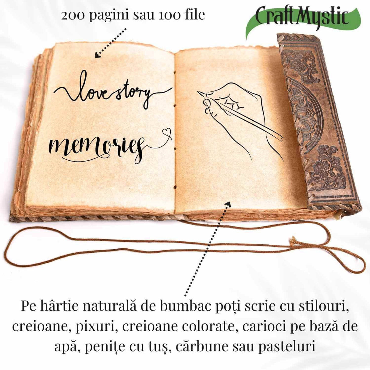 Jurnal piele naturala cu Aventurin verde - Creativitate si energie pozitiva