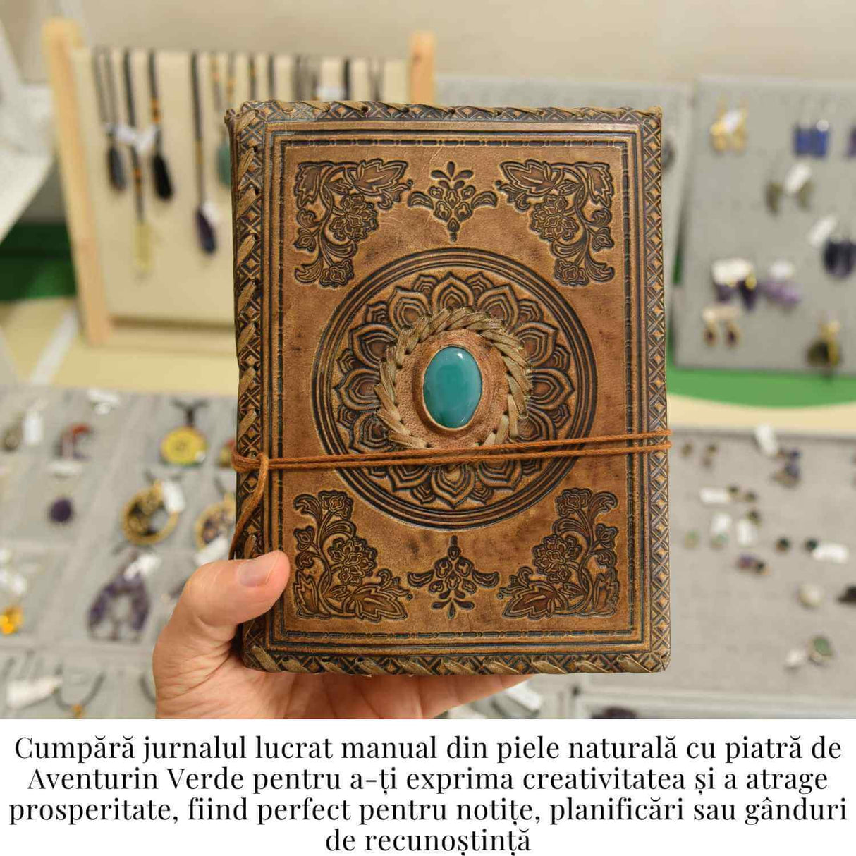Jurnal piele naturala cu Aventurin verde - Creativitate si energie pozitiva