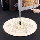 Grila din Lemn pentru Cristale cu Modelul Cubului lui Metatron, Diametru 30 cm