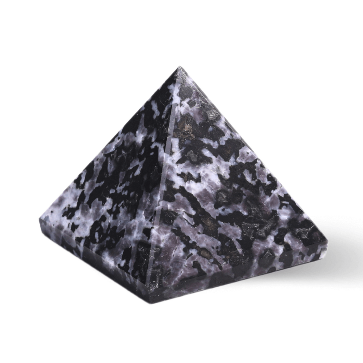 Piramida Sculptata Manual 60mm din Piatra Merlinit Mistic sau Indigo Gabbro Natural