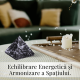 Piramida Sculptata Manual 60mm din Piatra Merlinit Mistic sau Indigo Gabbro Natural