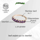 Inel din Argint 925 cu Ametist Marime 55 / 7 - Liniste Interioara si Protectie Energetica