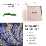 Inel din Argint 925 cu Ametist Marime 55 / 7 - Liniste Interioara si Protectie Energetica