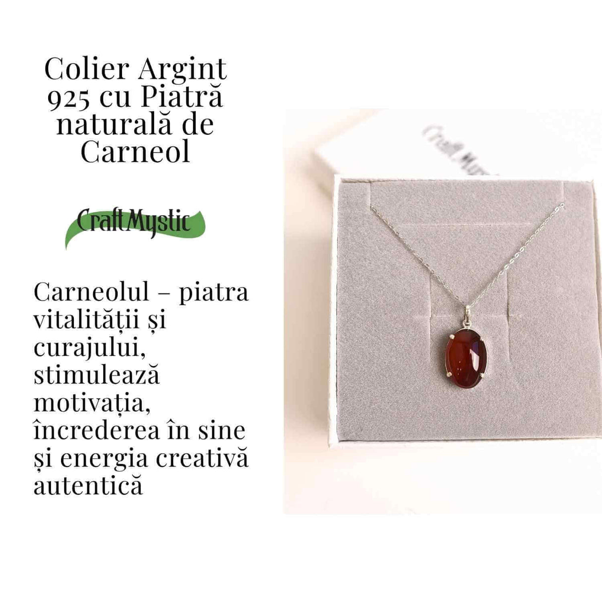 Vitalitate si Curaj Zilnic - Colier Oval cu Carneol si Argint 925