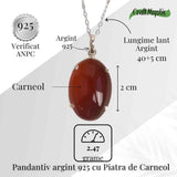 Vitalitate si Curaj Zilnic - Colier Oval cu Carneol si Argint 925