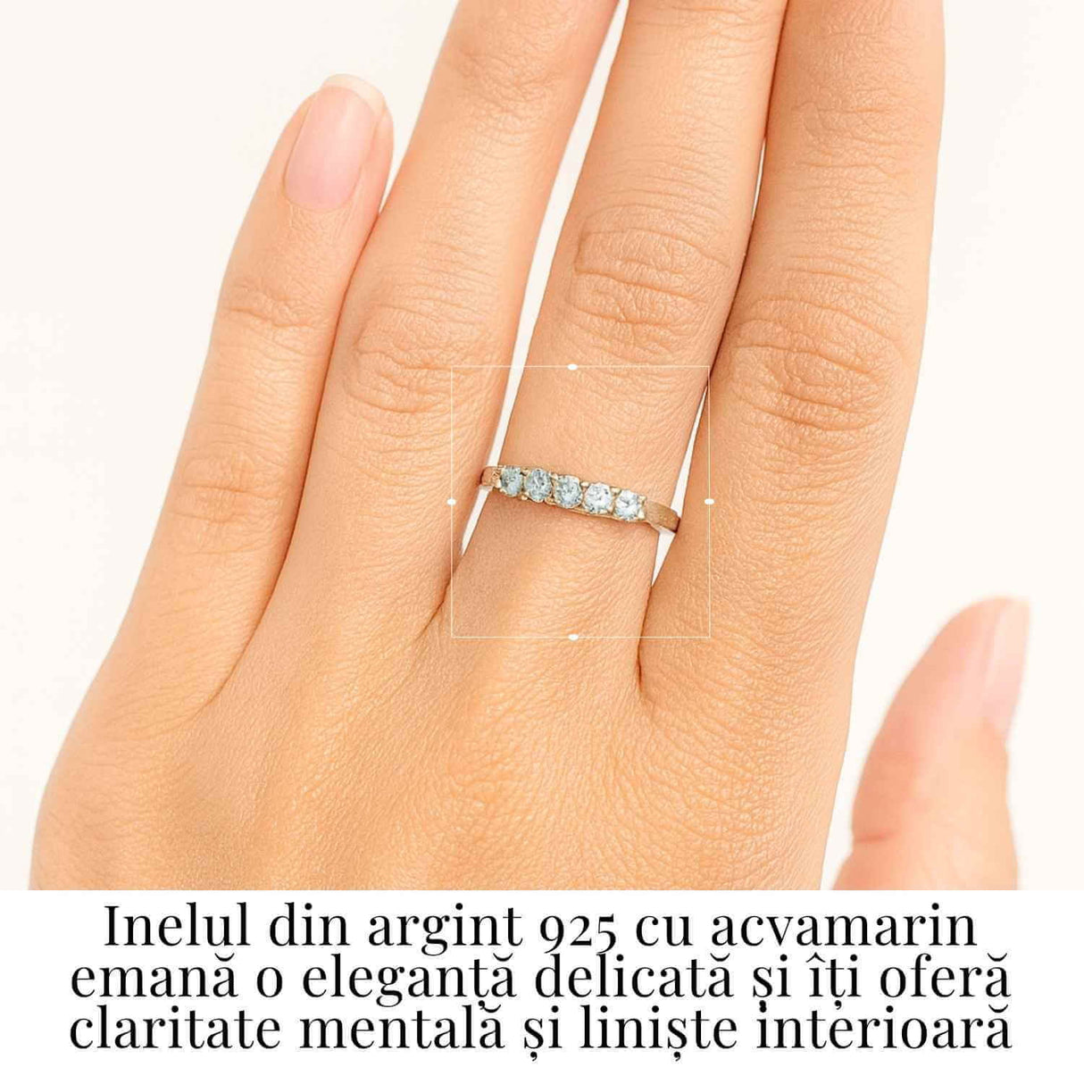 Inel Argint 925 cu Acvamarin fatetat marime M56/8 - Claritate Mentala si Calm Interior