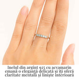 Inel Argint 925 cu Acvamarin fatetat marime M56/8 - Claritate Mentala si Calm Interior