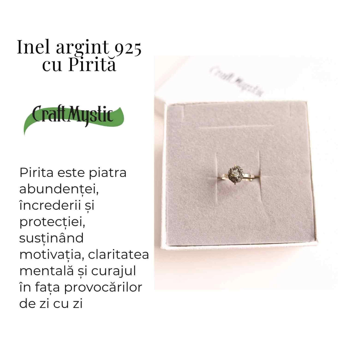 Inel Argint 925 cu Pirita Bruta - Protectie si Putere Interioara