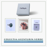 Inel Ajustabil Argintiu cu Aventurin Verde natural oval, pentru noroc si echilibru