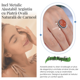 Inel Ajustabil Argintiu cu Carneol Natural, pentru energie si creativitate