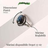 Inel ajustabil argintiu cu labradorit natural - intuitie si protectie