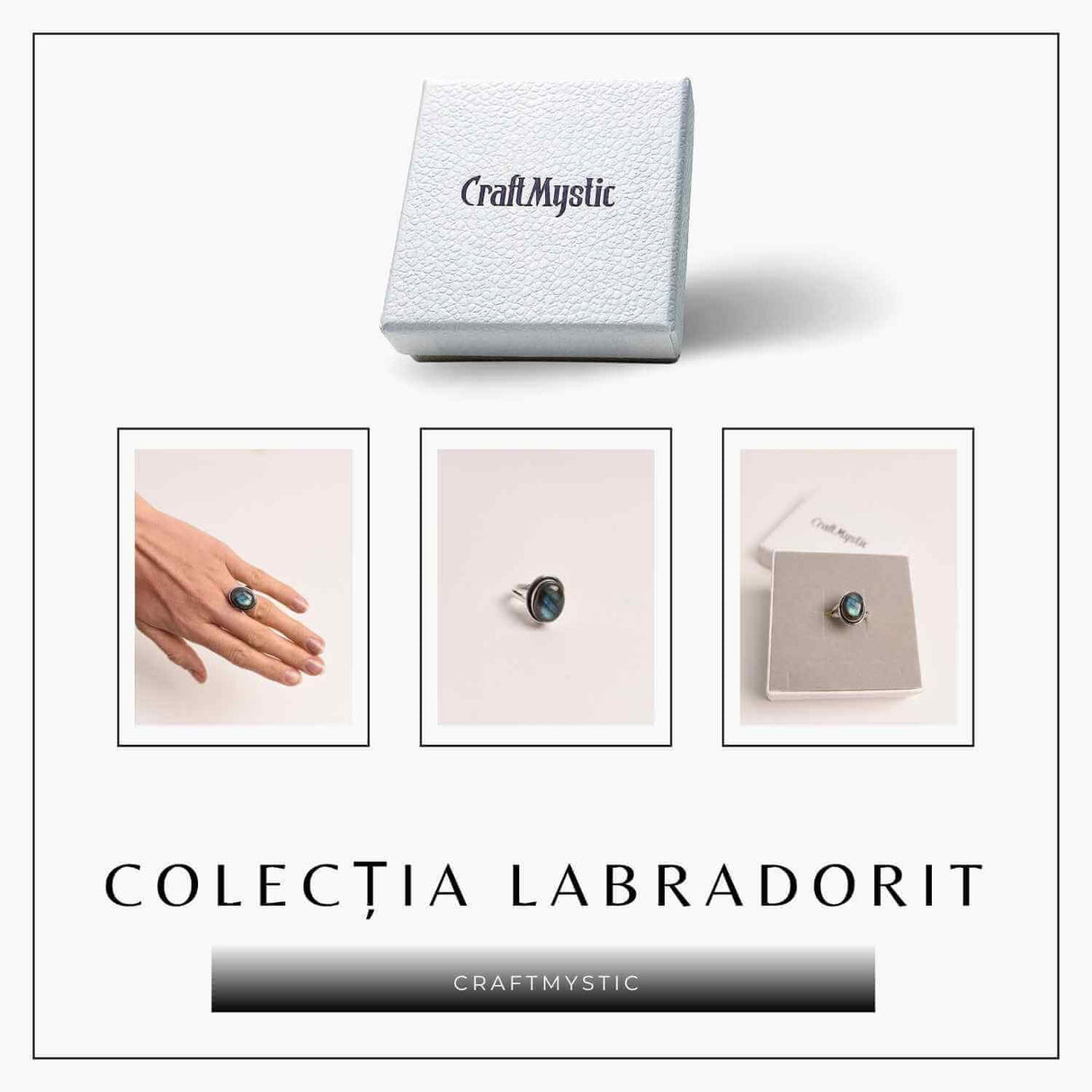 Inel ajustabil argintiu cu labradorit natural - intuitie si protectie