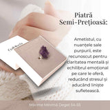 Inel ajustabil argintiu cu piatra naturala cluster Ametist