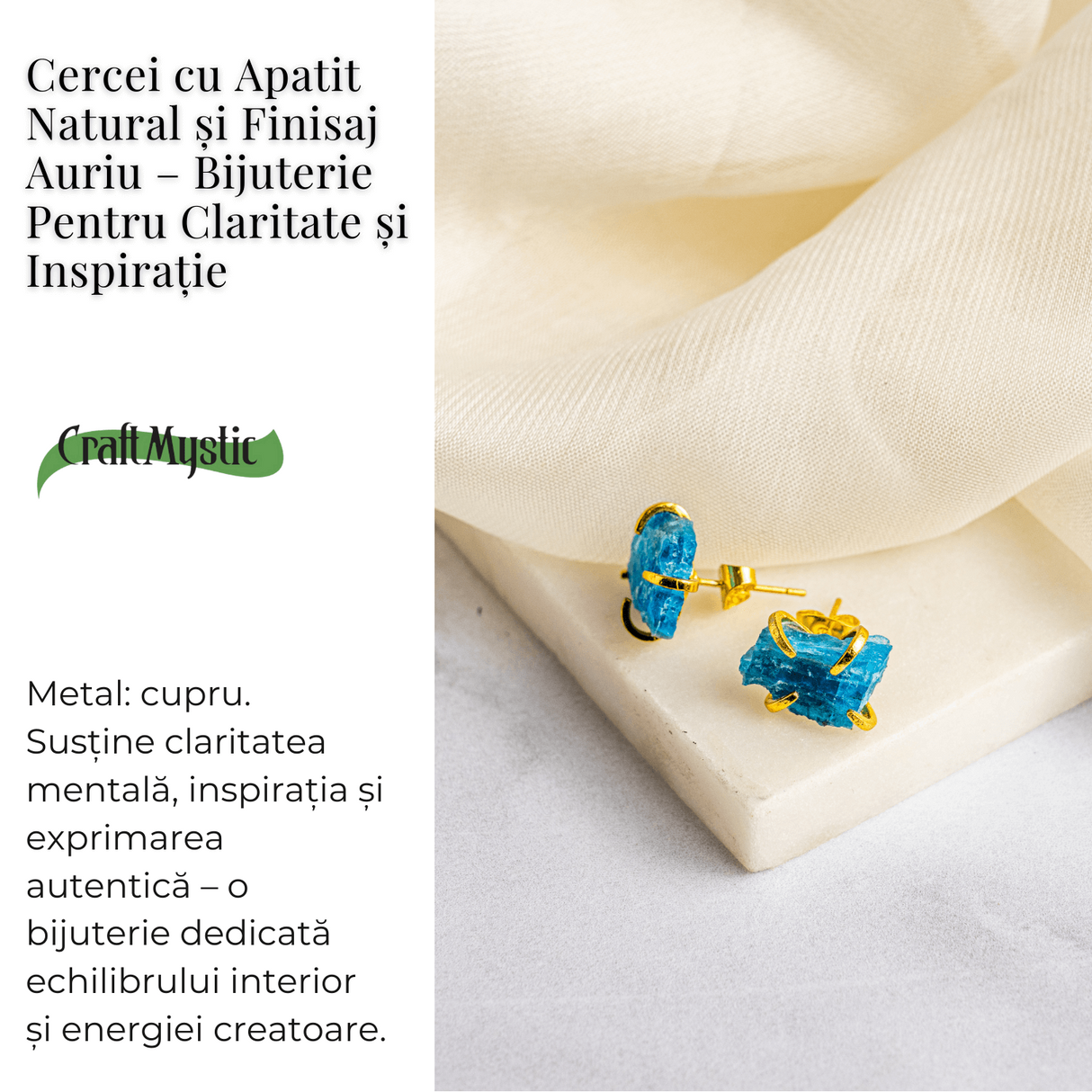 Cercei de Claritate si Inspiratie - Apatit Natural si Finisaj Auriu