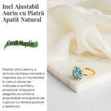Inel Ajustabil Auriu cu Apatit Brut - Energie Pozitiva, Claritate Mentala si Creativitate