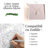Claritate si Expresivitate - Colier Argint 925 cu Topaz Albastru fatetat Lacrima