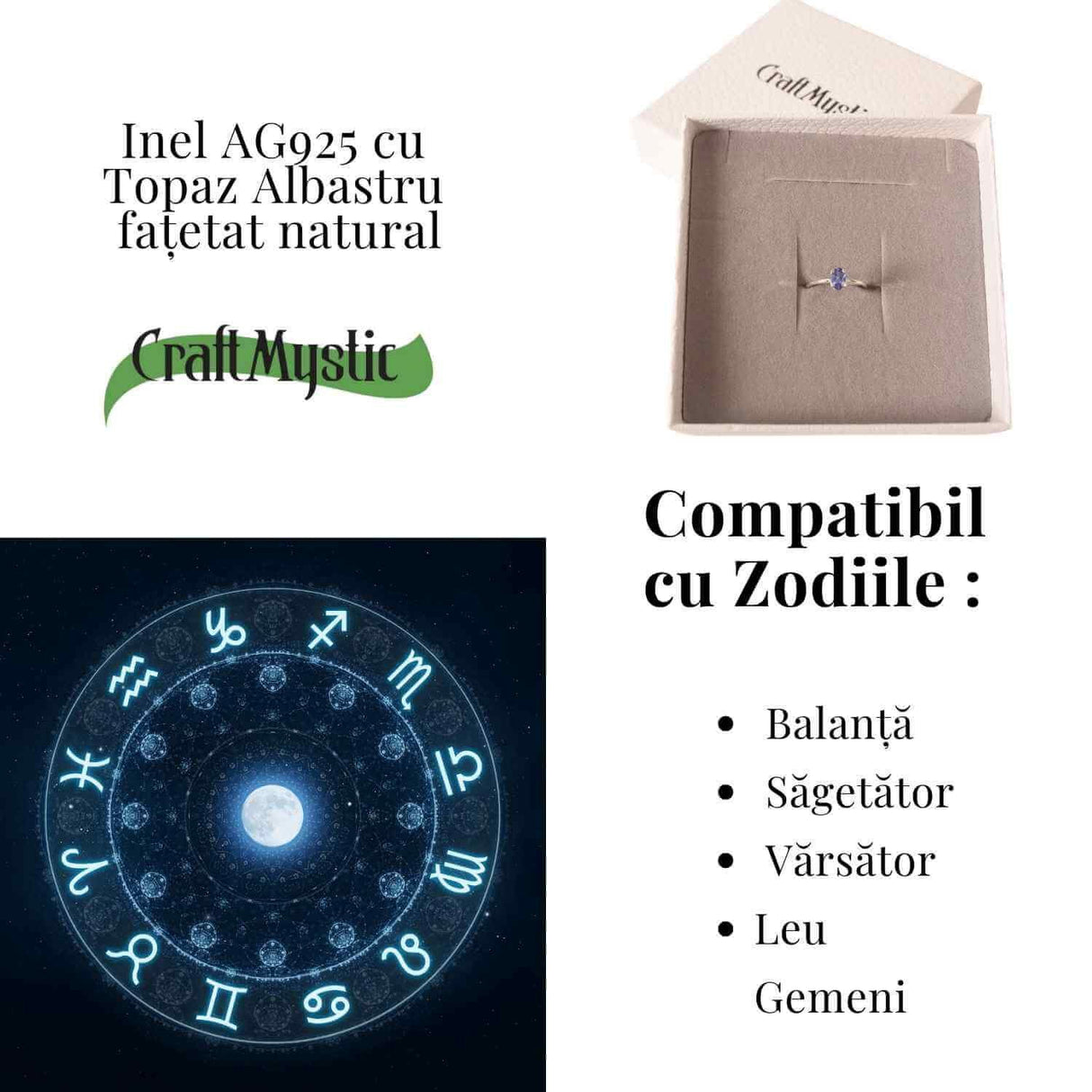 Inel din Argint 925 cu Topaz Albastru Fatetat - Claritate si Calm Interior