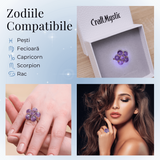 Inel Auriu cu Design Floral din Ametist