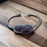 Bratara Argintie cu Pandantiv de Ametist - Eleganta si Echilibru Spiritual, Circumferinta 16 cm