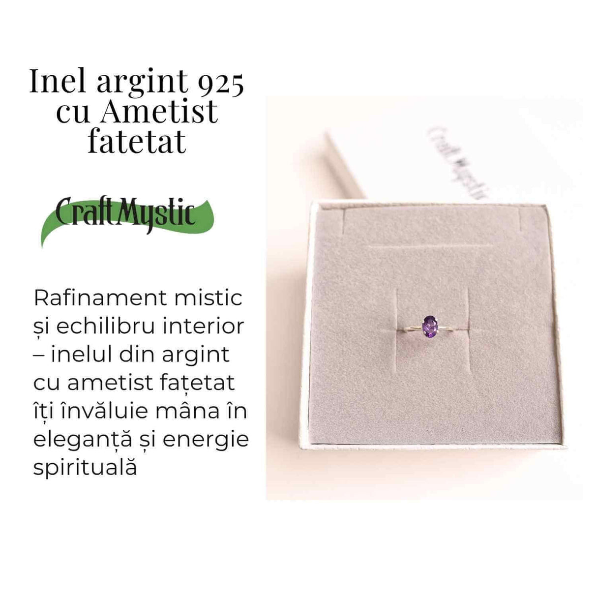 Inel Ajustabil Argint 925 cu Ametist Fatetat - Echilibru si Claritate Emotionala
