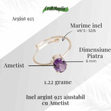 Inel Ajustabil Argint 925 cu Ametist Fatetat - Echilibru si Claritate Emotionala