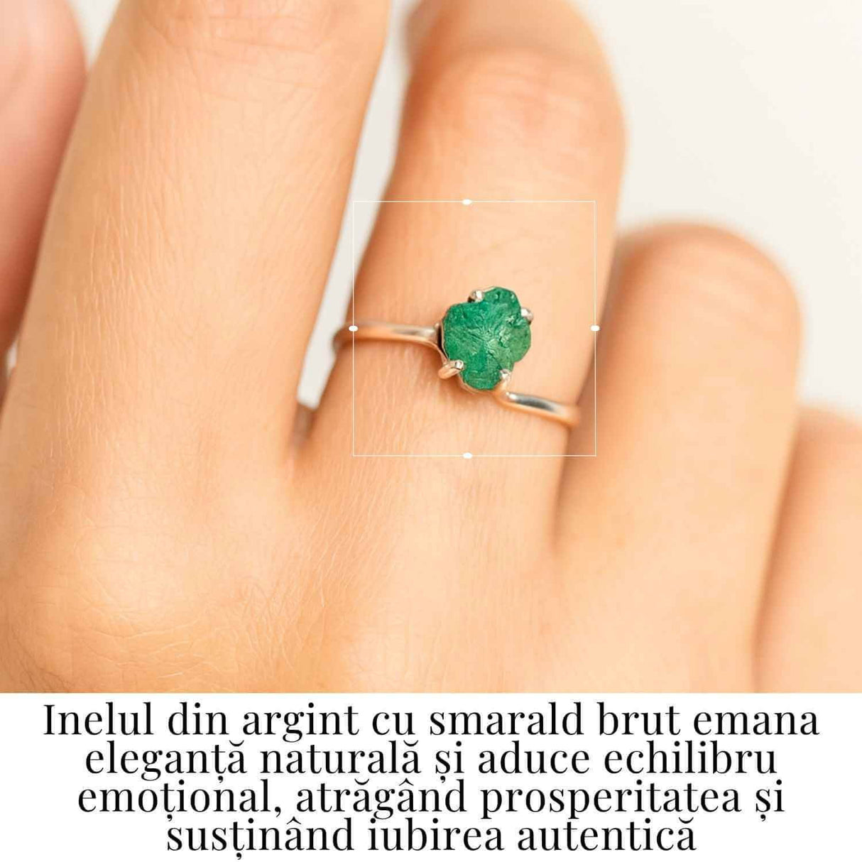 Inel Ajustabil Argint 925 cu Smarald Fatetat - Vindecare si Iubire Sincera - Copie