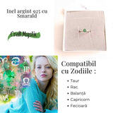 Inel Ajustabil Argint 925 cu Smarald Brut - Vindecare si Iubire Sincera