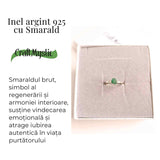 Inel Ajustabil Argint 925 cu Smarald Fatetat - Vindecare si Iubire Sincera - Copie