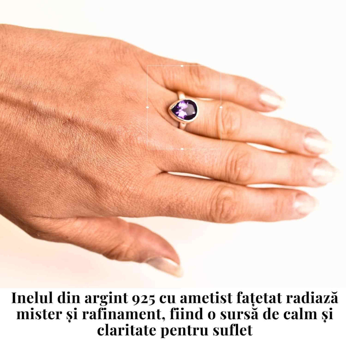 Inel Argint 925 cu Ametist Fatetat Lacrima - Protectie si Liniste Interioara