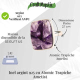Inel argint 925 cu Atomic Trapiche Ametist dreptunghiular - Claritate si Protectie Spirituala