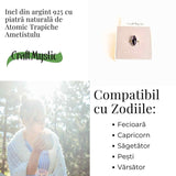 Inel argint 925 cu Atomic Trapiche Ametist dreptunghiular - Claritate si Protectie Spirituala