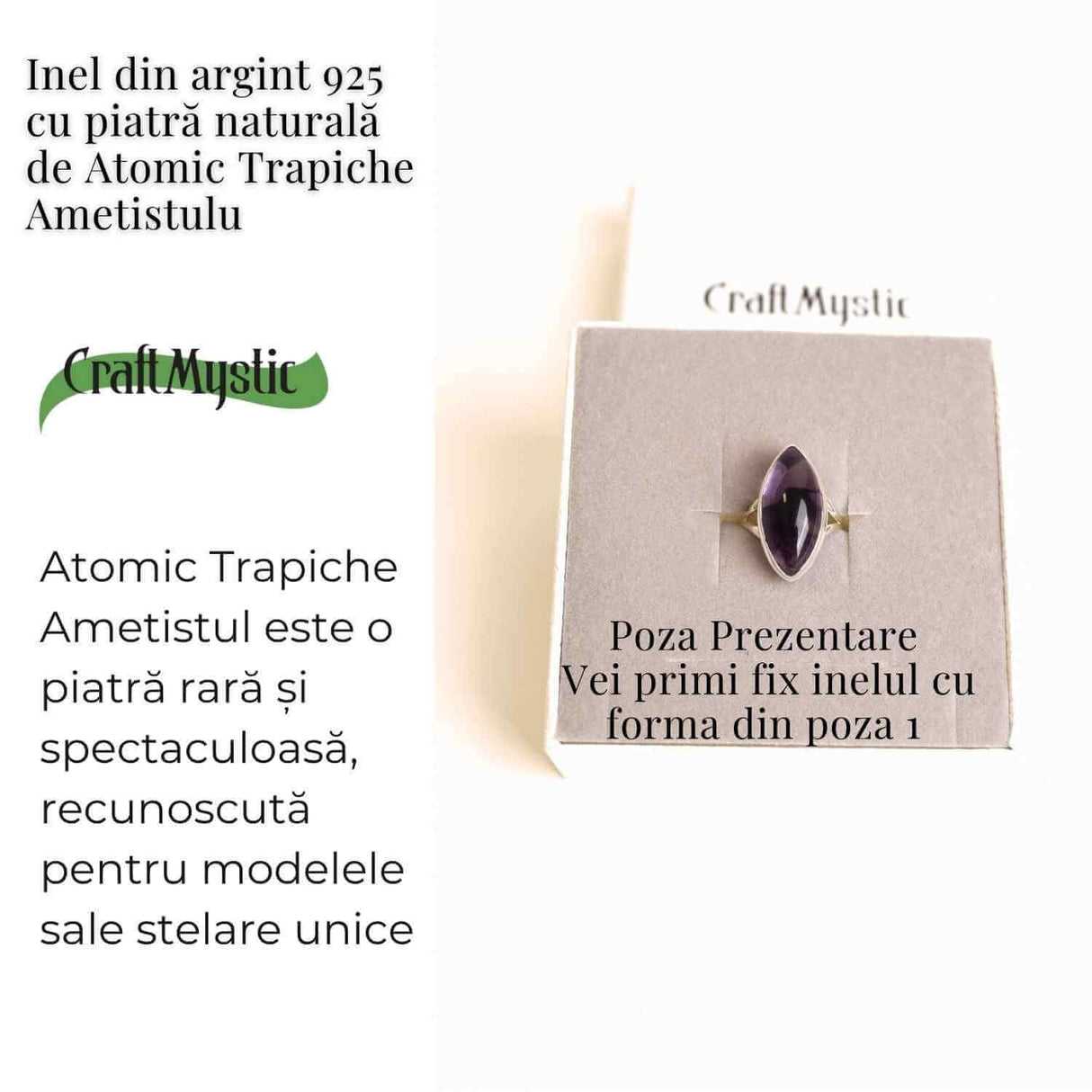 Inel argint 925 cu Atomic Trapiche Ametist oval - Claritate și Echilibru Interior