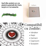 Inel argint 925 cu Acvamarin si Onix Negru - Claritate si Protectie