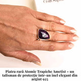 Inel argint 925 cu Atomic Trapiche Ametist triunghiular - Protectie si Claritate