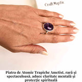 Inel argint 925 cu Atomic Trapiche Ametist oval - Claritate si Echilibru Interior