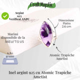 Inel argint 925 cu Atomic Trapiche Ametist delica