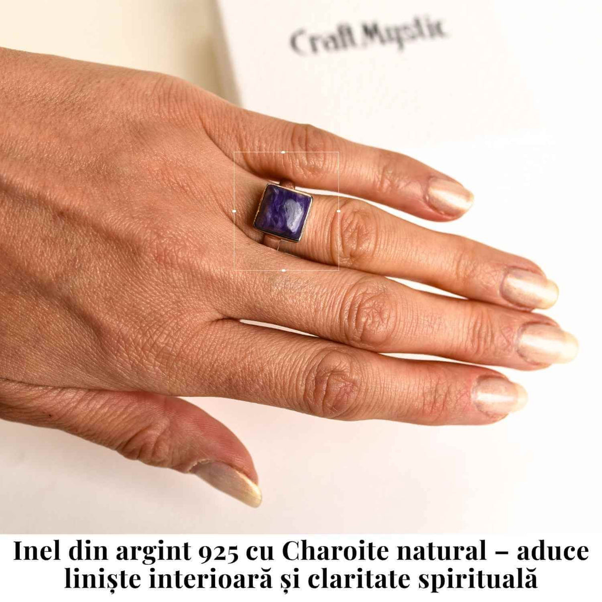 Inel argint 925 cu Charoite patrat - Transformare interioara si claritate spirituala