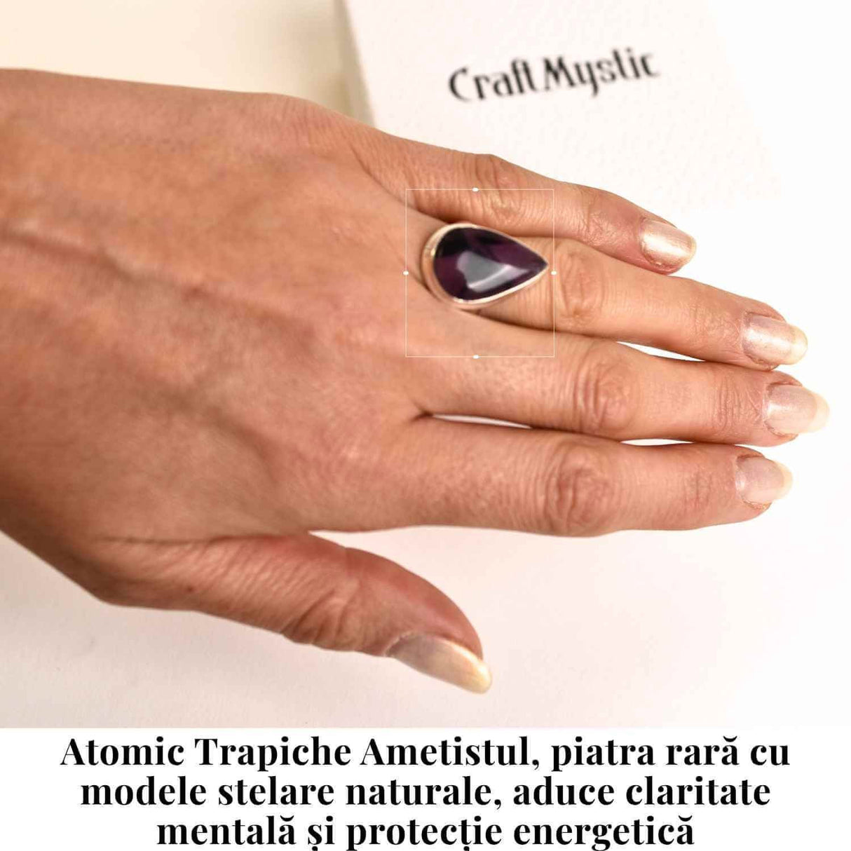 Inel argint 925 cu Atomic Trapiche Ametist lacrima - Claritate si Transformare