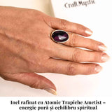 Inel argint 925 cu Atomic Trapiche Ametist oval - Claritate și Echilibru Interior
