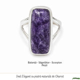 Inel Argint 925 cu Charoit Dreptunghi – Claritate Spirituala si Echilibru Interior